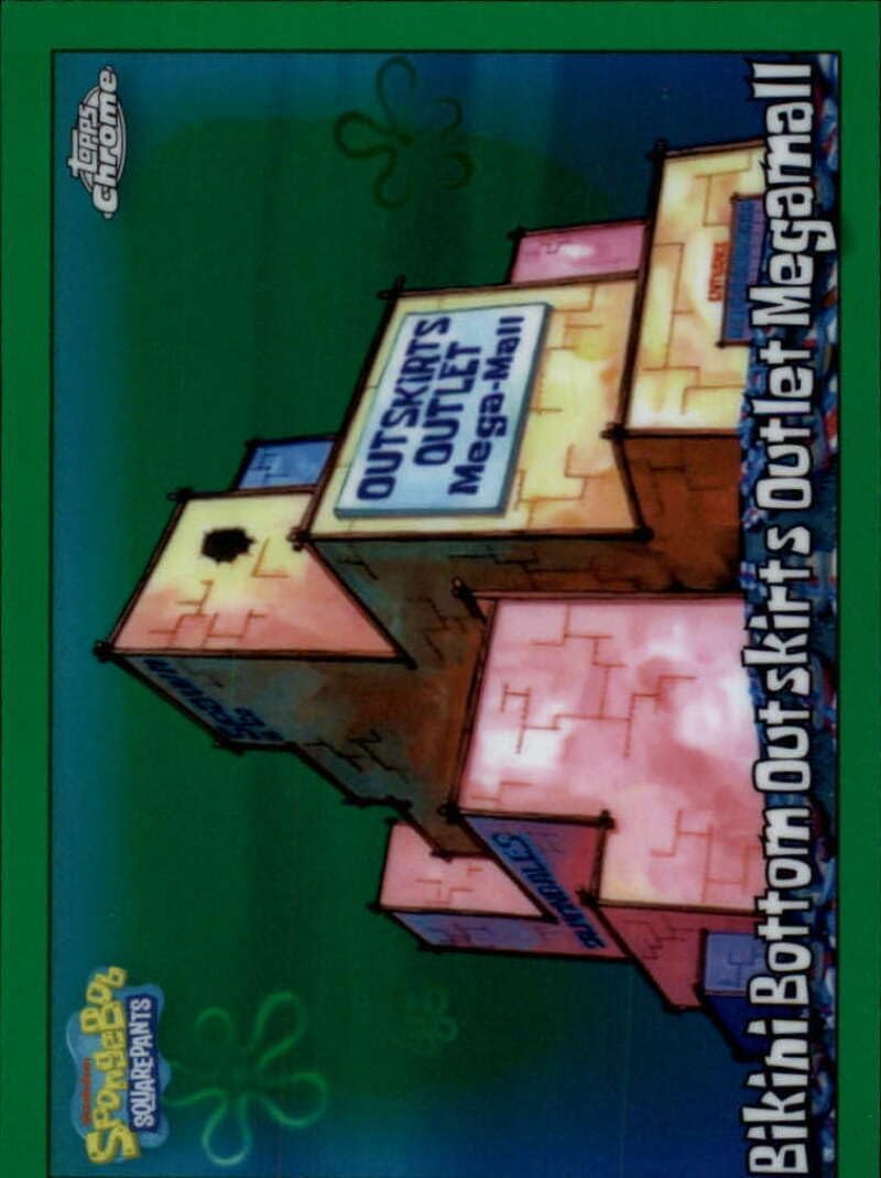 2025 Topps Chrome SpongeBob SquarePants Kelp Green Refractor #151 Bikini Bottom Outskirts Outlet Megamall Official 25th Anniversary Trading Card (Near Mint to Mint Condition)