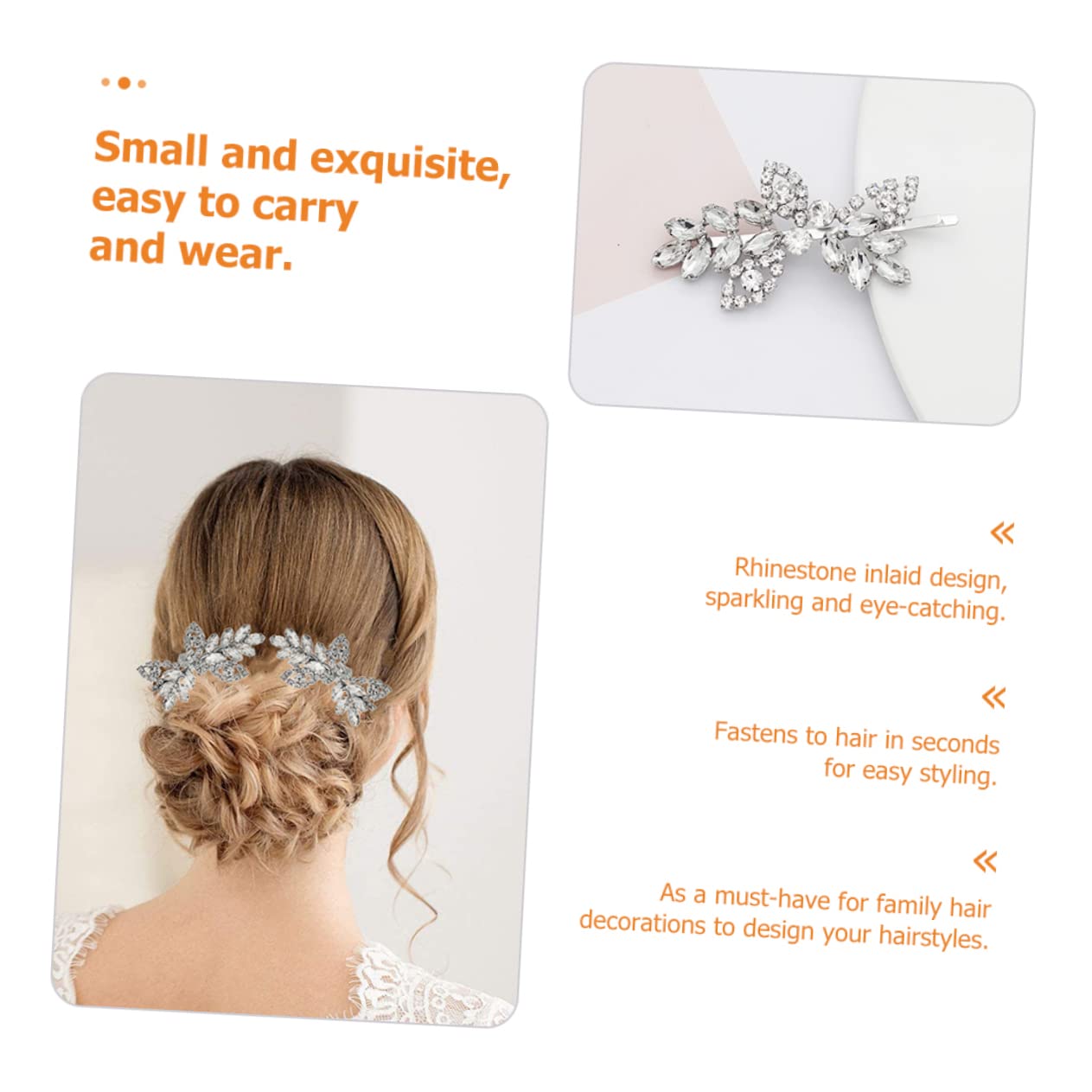 Healeved 4stücke Strass-haarspangen Im Blattdesign Für Damen Haarschmuck-accessoires Für Vielseitige Frisuren Und Anlässe