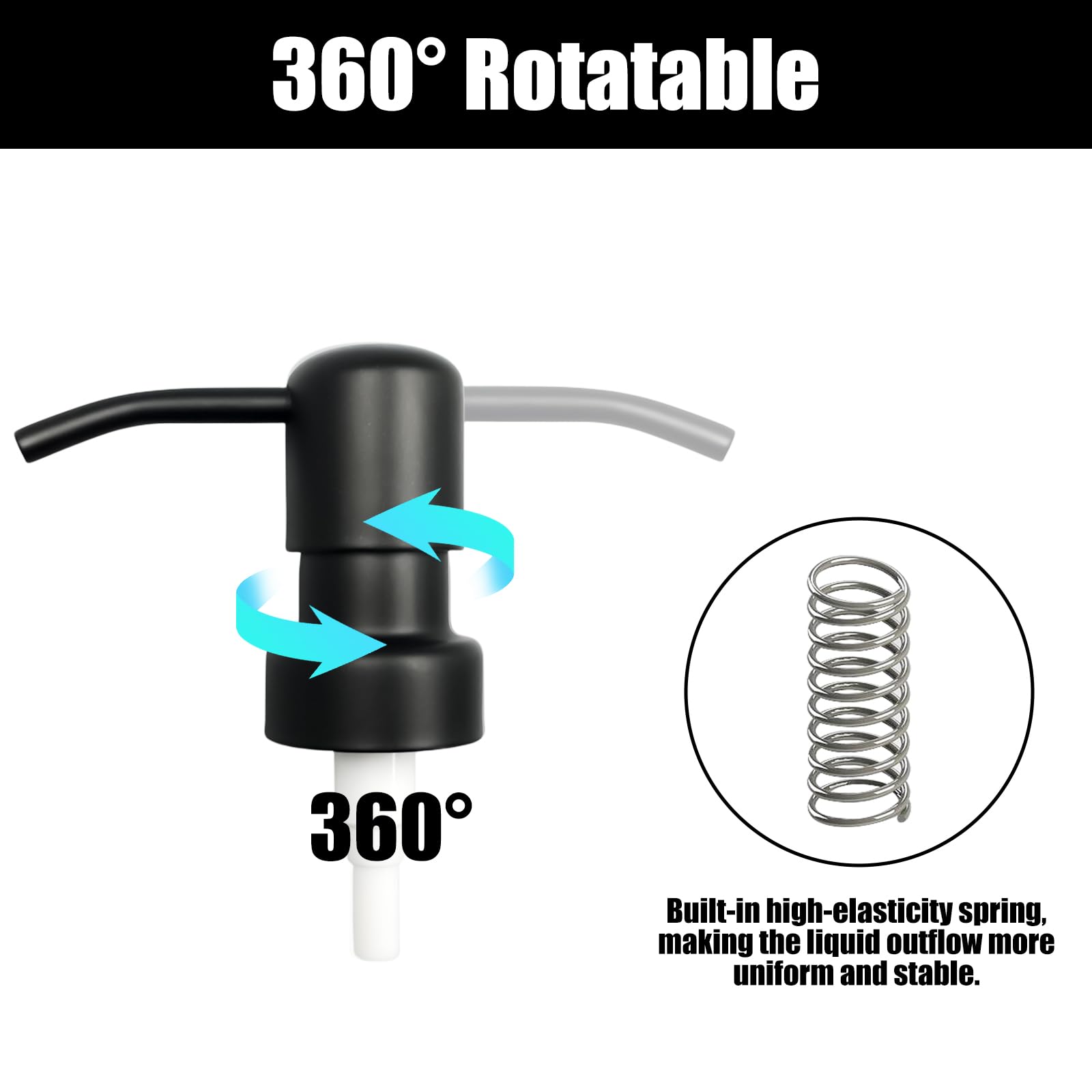 Nizirioo 3 stuks zeepdispenser pompkop: roestvrijstalen zeepdispenser vervangingspomp met 28 mm schroefdraad, zeepdispenser pomp met 15 cm lange slang, zeeppomp vervanging voor keuken badkamer