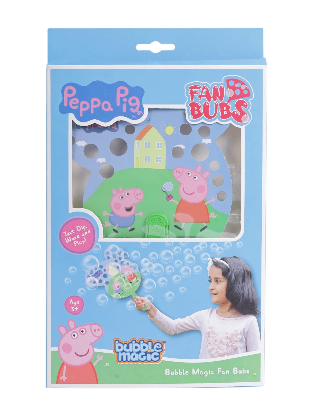 Fan Bubs Peppa Pig, Bubble Solution with Hand Fan for The Kids 3 Years and Above, Multicolor, (FB50003)