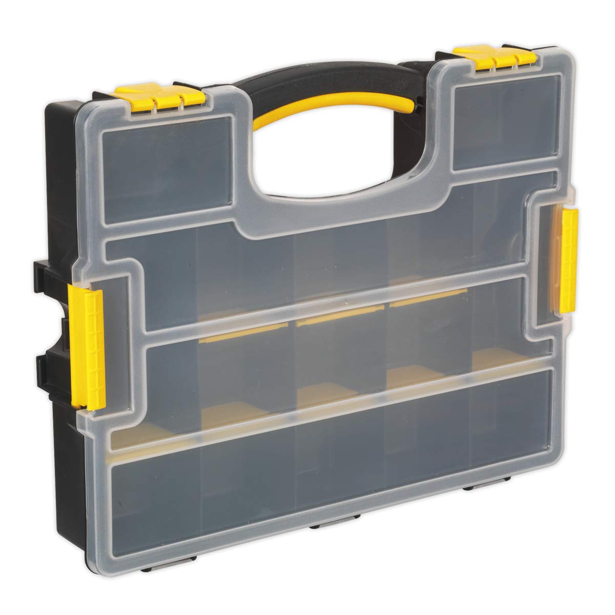 Sealey APAS15A Parts Storage Case with Removable Compartments, Stackable, 370mm x 280mm x 67mm, Black