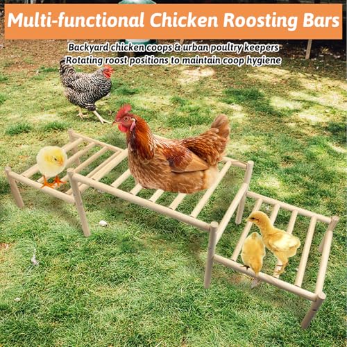 Image of Hamiledyi Climbable Chicken Roosting Perch for Coop - Natural Wood Poultry Perch with Exercise & Playground Design, Durable Climbing Perch for Hens to Play and Stay Healthy