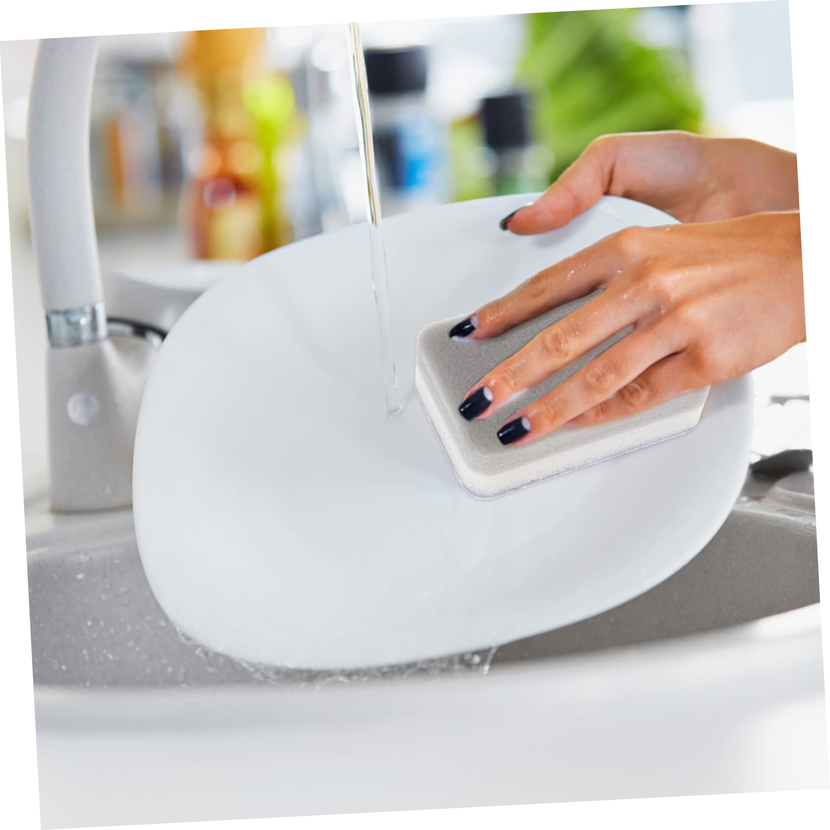 ERINGOGO 10Pcs Double Sided Kitchen Scrub Sponge Durable Tableware Cleaning Pad for Dishes Pots and Sinks Grey Scouring Pads for Cleaning