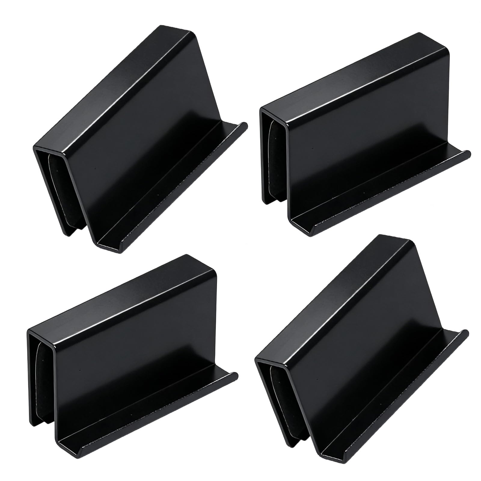 Hzbb Black Contemporary Glass Door Pull 4Pcs Finger Friendly Edges Rustproof Component Push Pull Glass Clamp 4Pcs For Daily Use Door Hardware