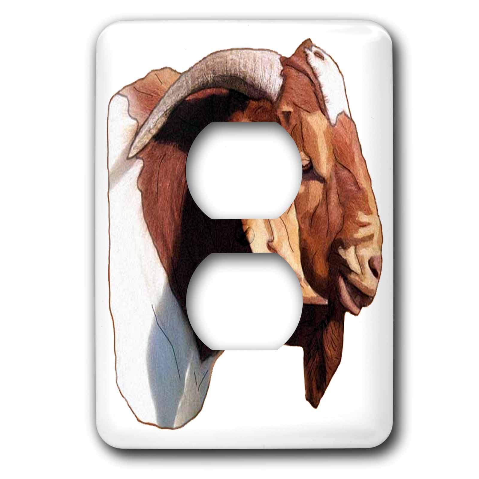 Plaque double prise tête de chèvre Boer pour déco de cuisine rustique