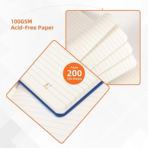 Miniatura 3 de BOSSAND Cuadernos de rayas universitarias, paquete de 6 cuadernos rayados A5, 200 páginas de papel grueso de 3.53 ozm, tapa dura, 8.25 x 5.75