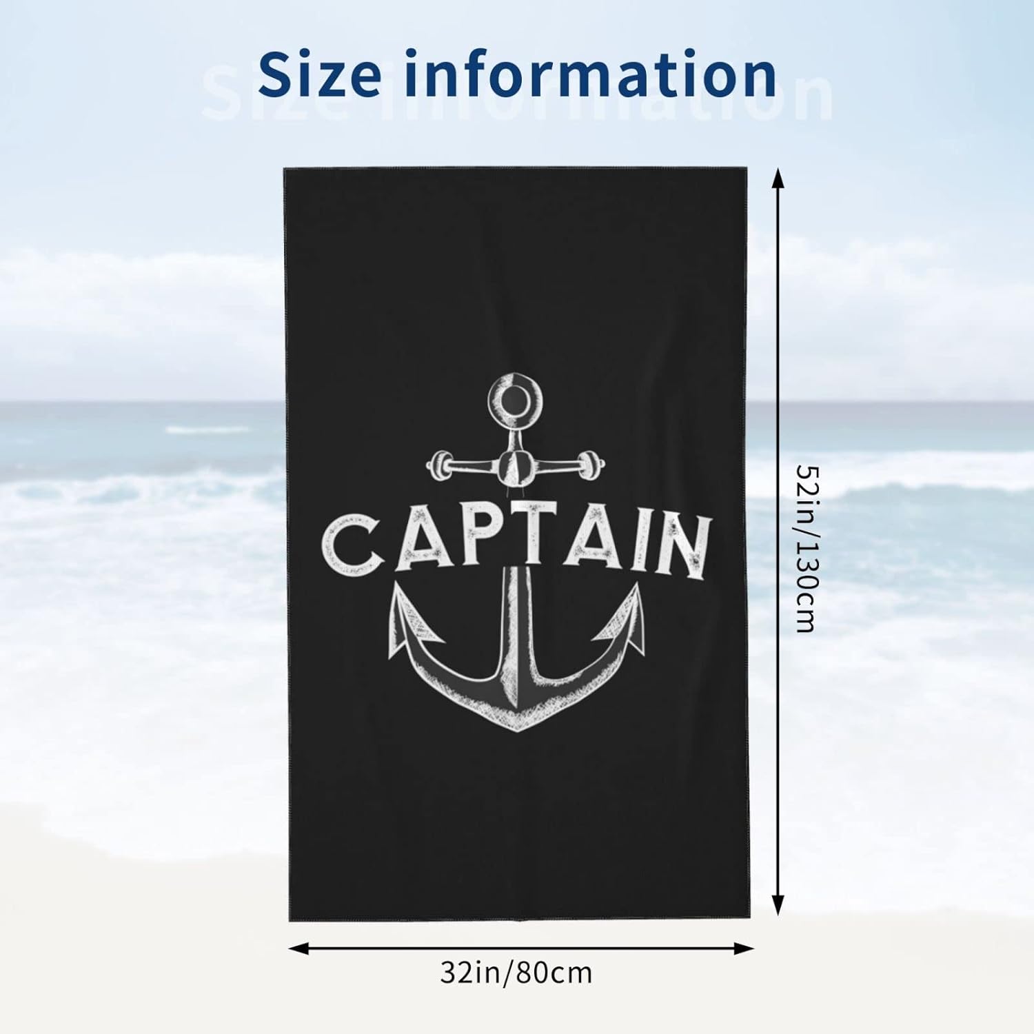 Captain with A Boat Anchor Beach Towel Absorbent Bathroom Towels Beach Towels Oversized Super ​32x52 Inch