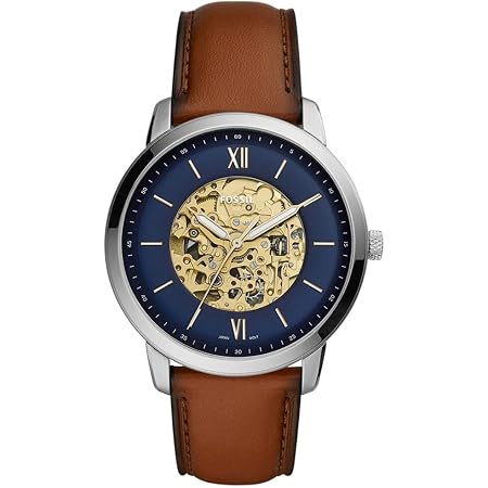 Orologio Fossil Everett Uomo Automatico | Cassa 42mm In Acciaio E Cinturino Pelle Marrone | Vetro Zaffiro