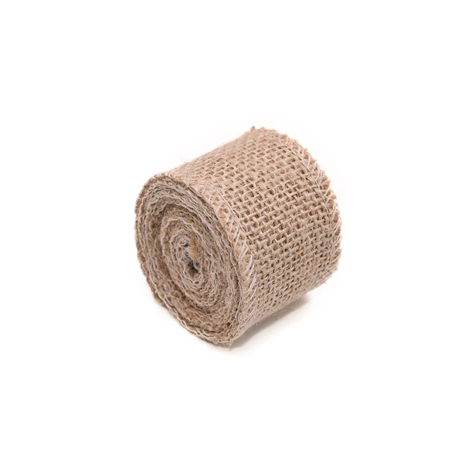 Burlap Fabric Roll 2M Natural Jute Burlap Hessian Ribbon Rolls Vintage Rustic Wedding Decoration Wrapping Festival Party Home Decor(4cm)