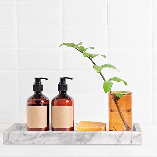 Miniatura 87 de Bandeja de tocador de baño de mármol, bandeja de tocador de lujo natural para el hogar, cocina, baño, bandeja decorativa de piedra para encimera