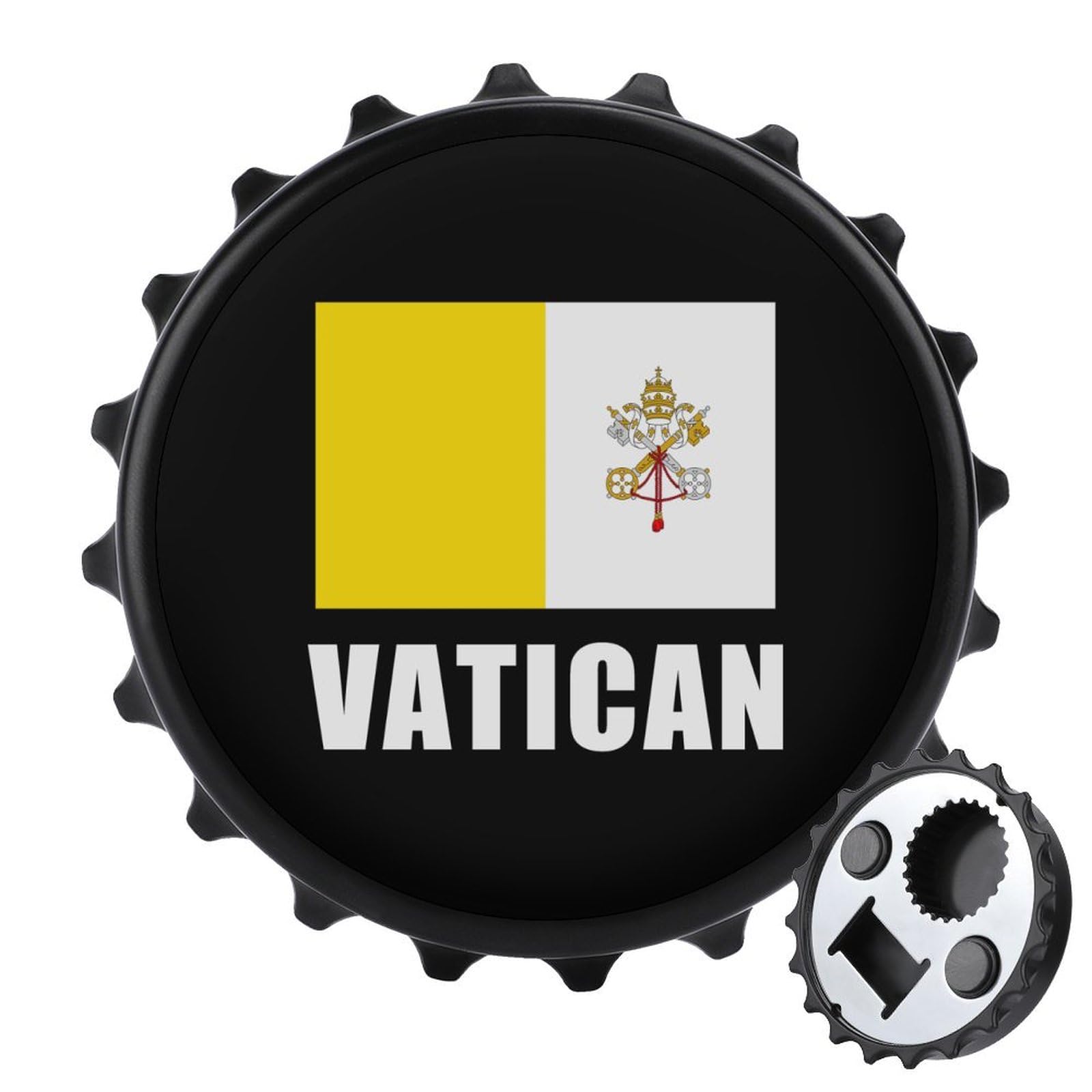 Vatican City Flag 2 in 1 Beer Bottle Opener Wall Mount Opener Portable Easy Storage Gift for Men Women Black-style