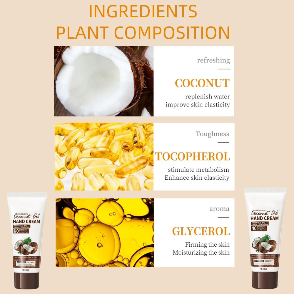 Gropse Coconut Hand Cream, Moisturizing Coconut Oil Hand Cream for Hands Aging Dry Cracked Hand Lotion for Women Men Provides Rich Moisture & Promotes Radiant Looking Skin -2.1oz Gropse Coconut Hand Cream, Moisturizing Coconut Oil Hand Cream for Hands Aging Dry Cracked Hand Lotion for Women Men Provides Rich Moisture & Promotes Radiant Looking Skin -2.1oz