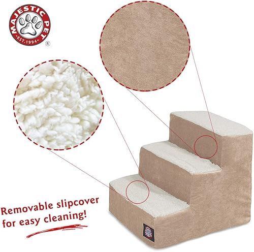 Miniatura 3 de Majestic Pet 78899500211 Escaleras portátiles para mascotas Suave sensación de espuma Sherpa Escalones para perros y gatos Rampa para perros y