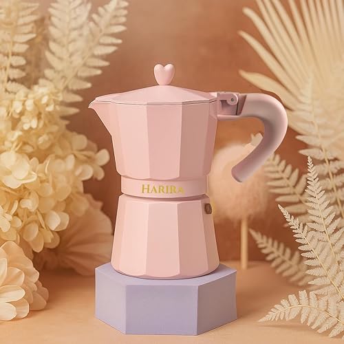 Miniatura 2 de HARIRA Cafetera de 9 tazas de café de estilo italiano y cubano, cafetera de aluminio duradera con mango ergonómico, rica infusión aromática,