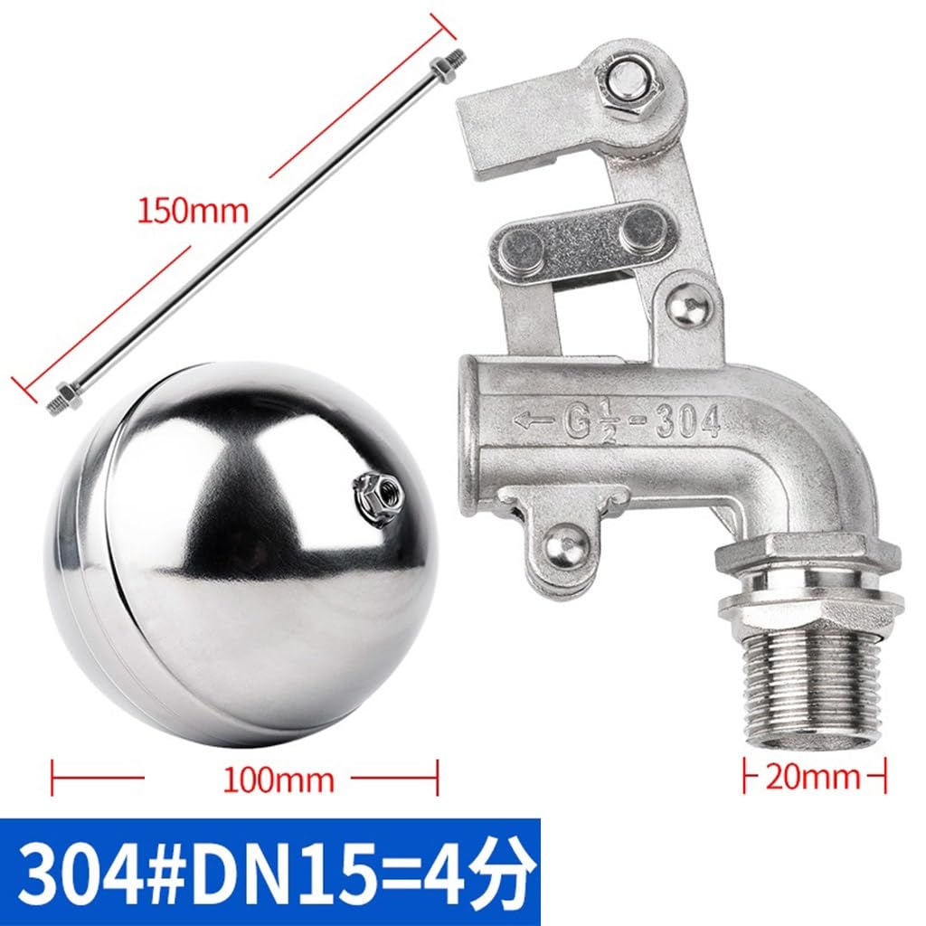 Válvula de bola flotante de codo de 90 grados de acero inoxidable 304 for tanque de agua - Válvula de entrada ajustable for control de flujo, 1 unidad(DN15)