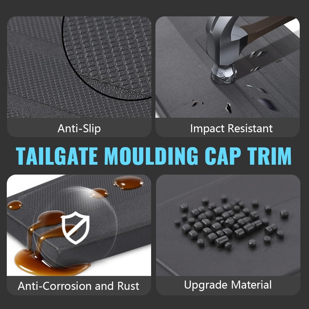 ALLGOOD Tailgate Molding Cap, Compatible with Dodge Ram 1500 2002-2008, Compatible with Dodge Ram 2500 3500 2003-2009, Tailgate Spoiler Moulding Protector Top Cover