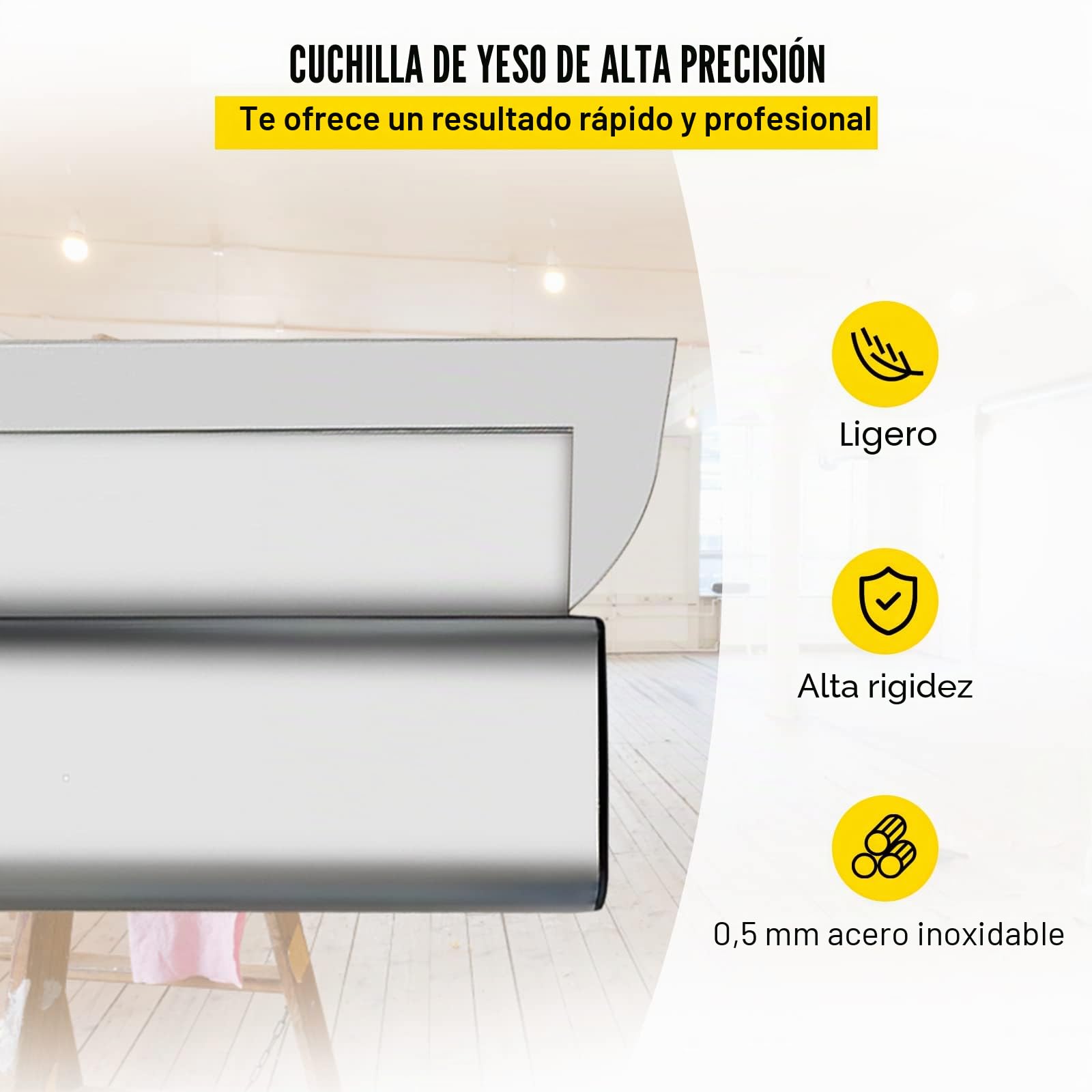 VEVOR Combo de Cuchilla de Encintar con Mango 10/16/24 Acero Inoxidable Hoja de Skimmimg de Panel de Yeso Grosor de Hoja de 0,5mm Espátula de Encintar Masilla para Entrar en Junta y Costura Estrecha
