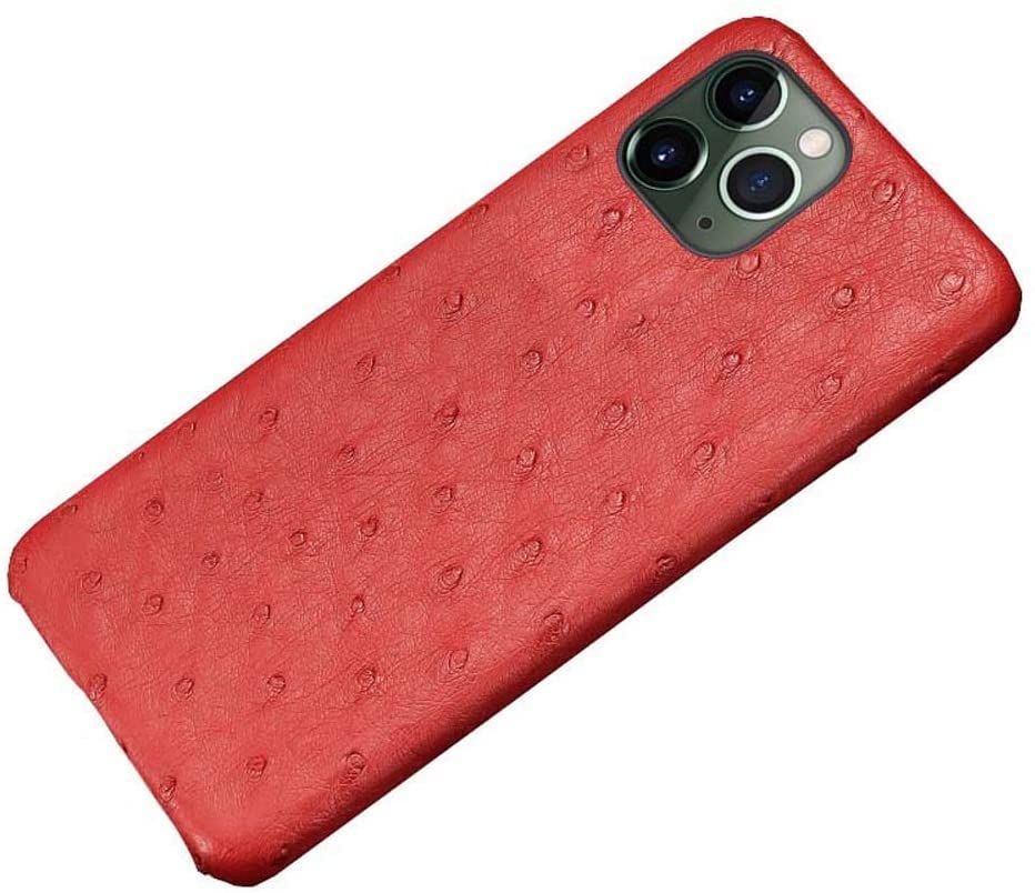 Étui d'affaires pour Apple iPhone 12 Pro Max coque cuir autruche rouge 6,7 pouces