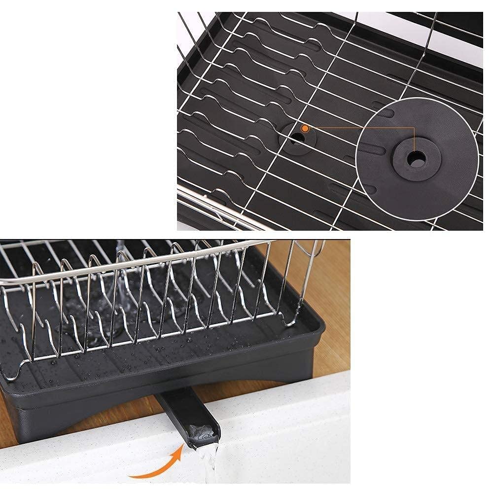 Estante para Platos Cesta para lavavajillas con Bandeja de Drenaje Removedor de Rejilla de Drenaje de Acero Inoxidable 304, Estante de Almacenamiento, Estante para Platos Secos, Estante de c