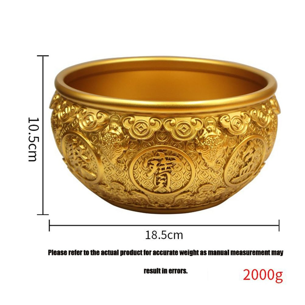 Ozdoby z mosiądzu Miska na kadzidło Mosiężna miska Chińska woda Fengshui Oferowanie wody Feng Shui Basen ze skarbami Dekoracje do domu Pieniądze Biuro skarbów Puchar uzdrawiania,18.5