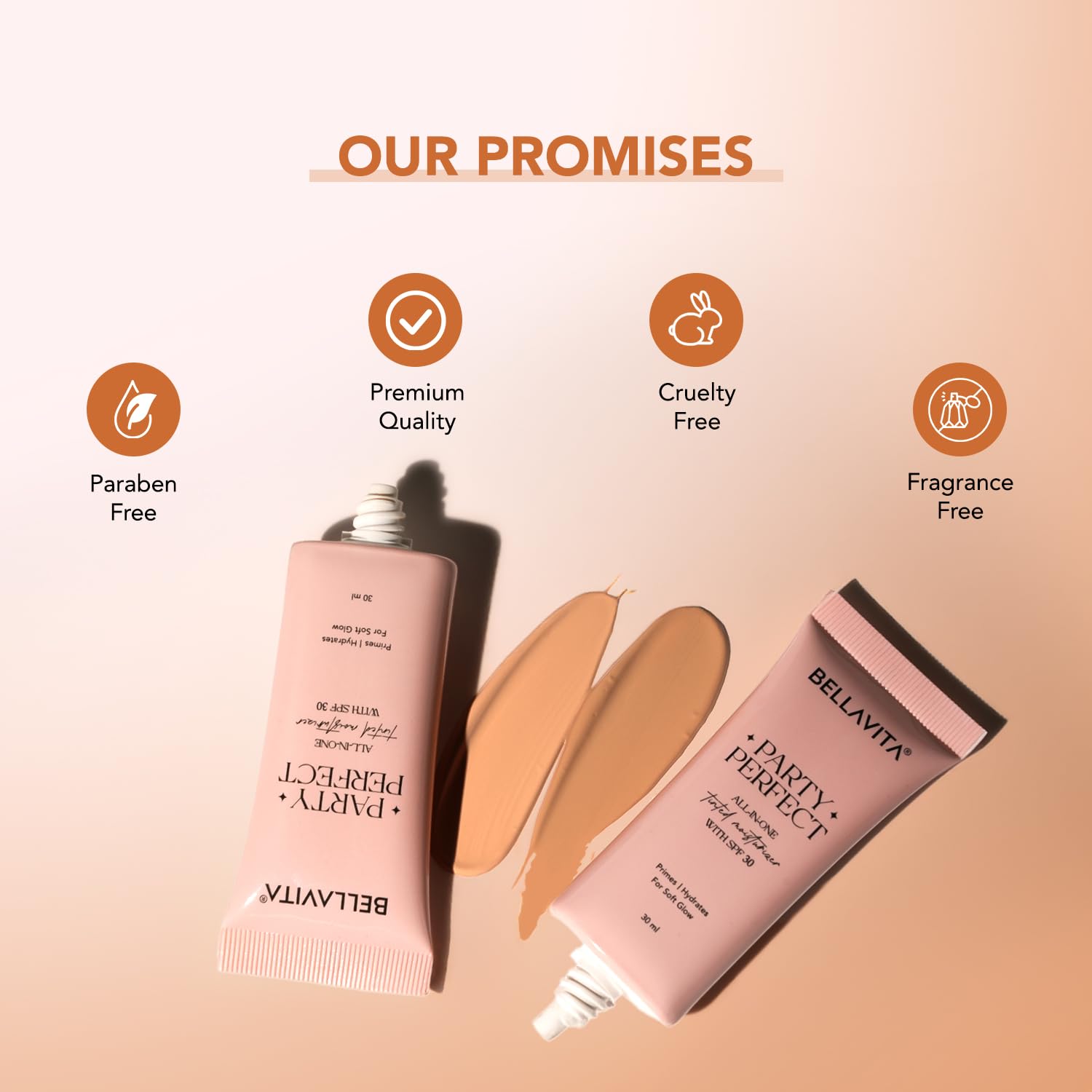 BELLAVITA Party Perfect All-in-one Tinted Moisturizer with SPF 30 | Hydrating Skin Tint, Face Primer & Sunscreen | Lightweight Formula with Adaptive Tint for Natural, Dewy Glow | 30ml (Medium Shade) - Image 6 thumbnail