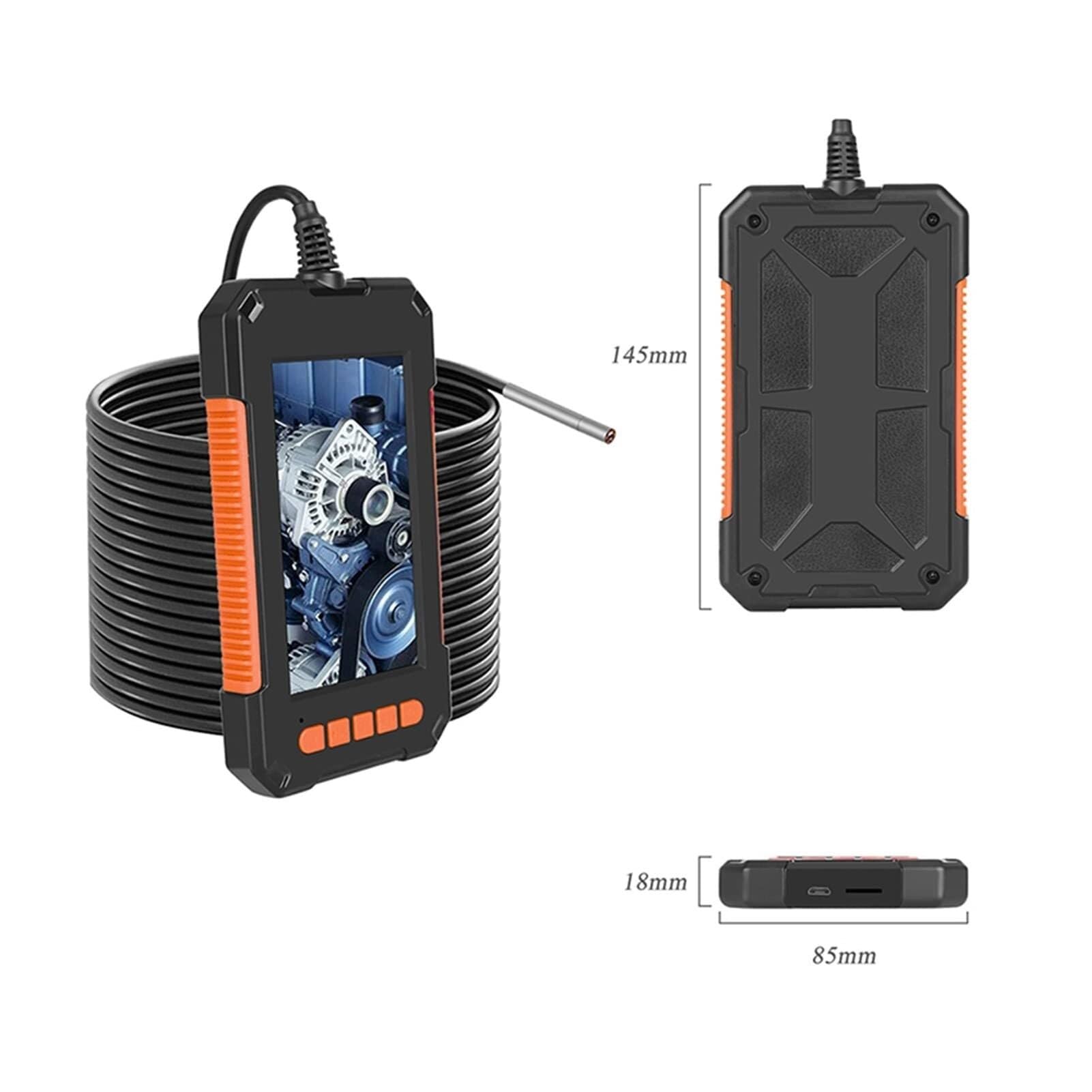 Endoscopio Cámara De Alcantarillado 3.9mm Inspección 1080P HD Pantalla LCD IP67 Serpiente Impermeable con 6 Luces LED Drenaje, para automóvil, Pared(10m)