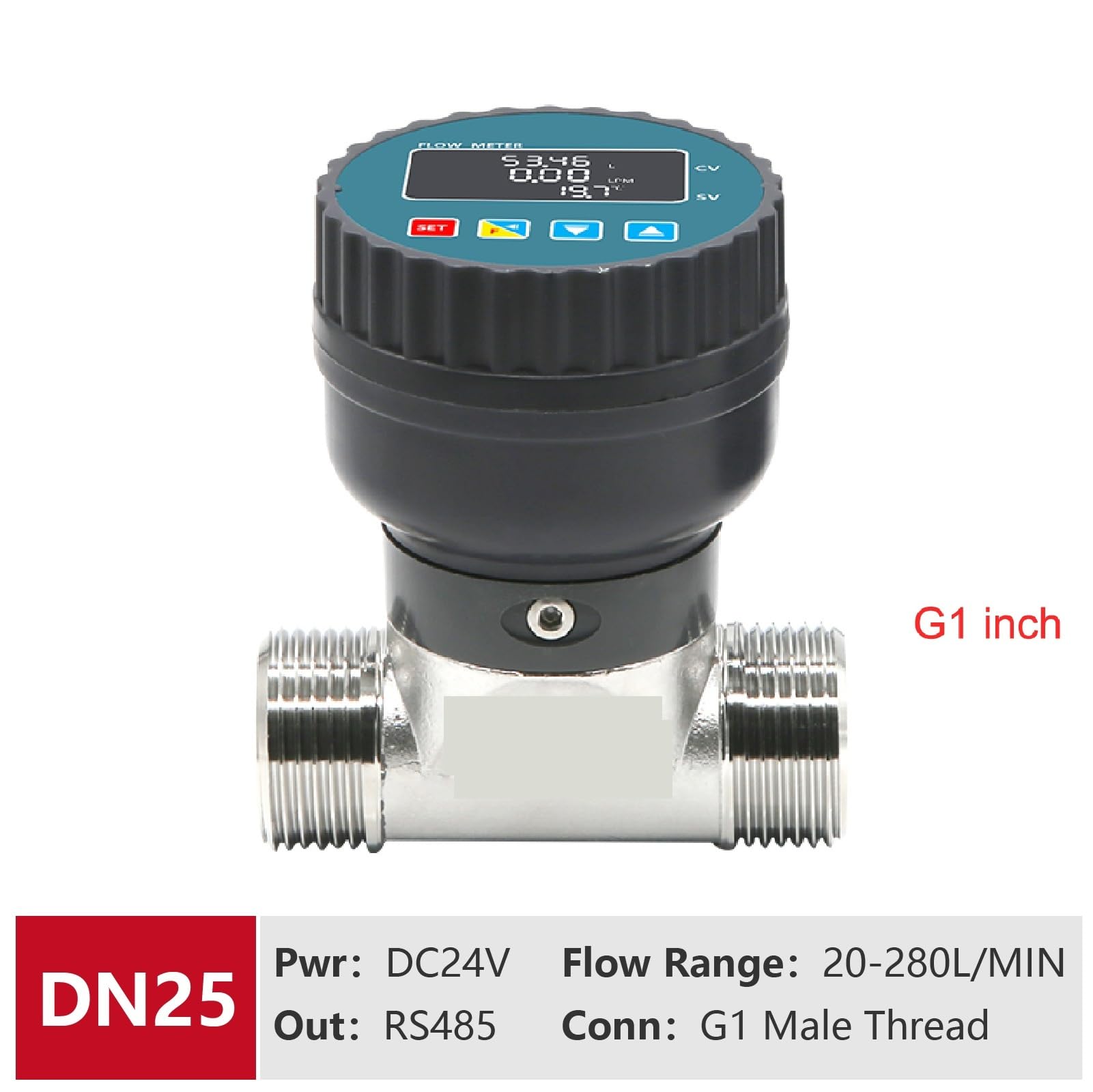 RS485 Inteligentny cyfrowy przepływomierz 5-1100L/MIN Stal nierdzewna G1 G2 G3/4 G1/2 Czujnik do pomiaru cieczy do nawadniania rur kanalizacyjnych(DN25)