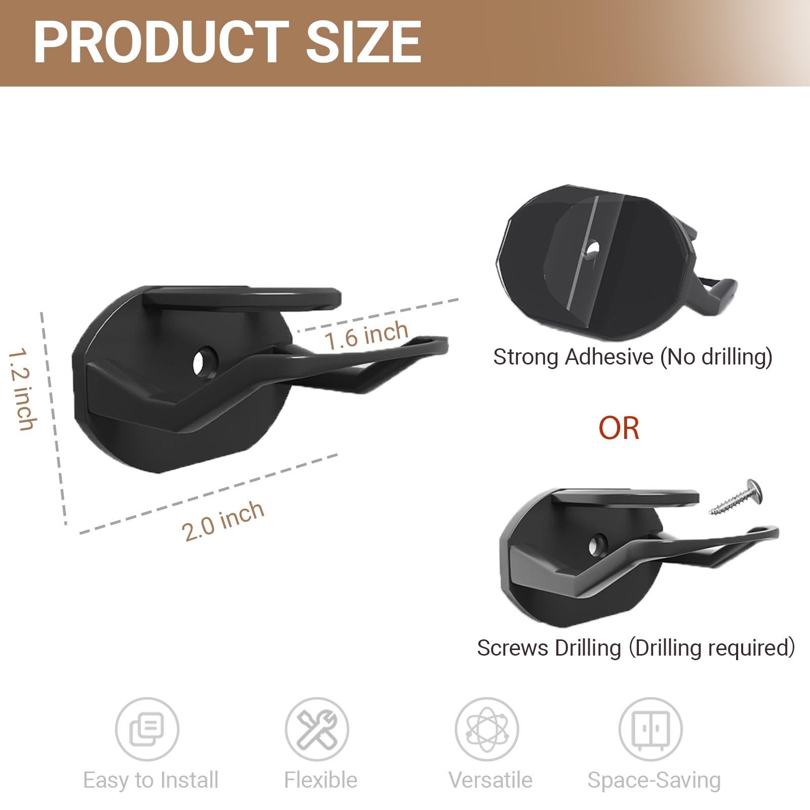 FAYYGYH 24 Pack Adhesive Hat Hooks for Wall, Strong Baseball Cap Rack, Hat Organizer Display for Home Decor, Hat Hangers Holder for Wall, Door, Closet, No Drilling (Black)