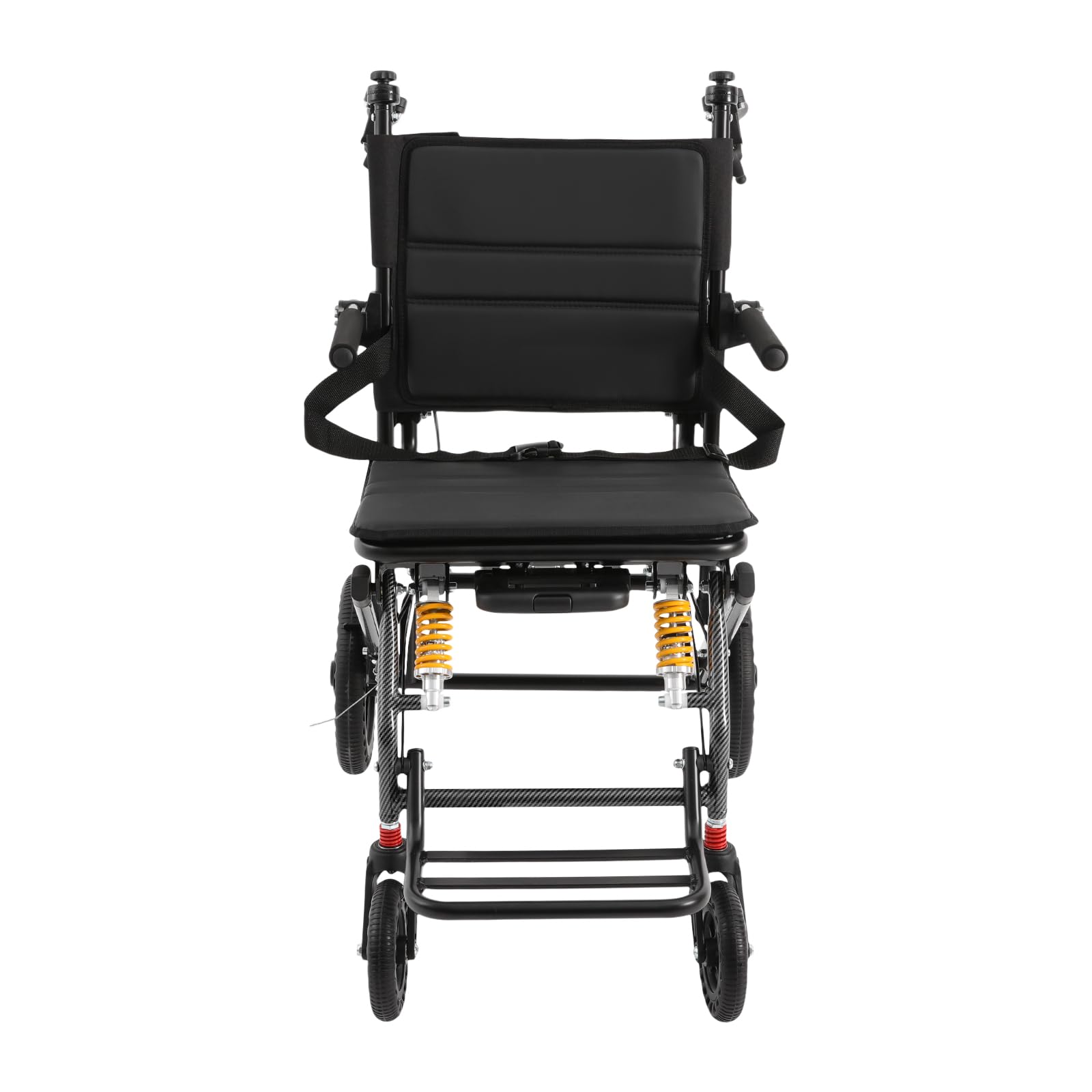 Silla de ruedas plegable de aluminio, peso ligero, hasta 100 kg, con freno de mano y ruedas antideslizantes, para personas mayores y ayuda a la movilidad