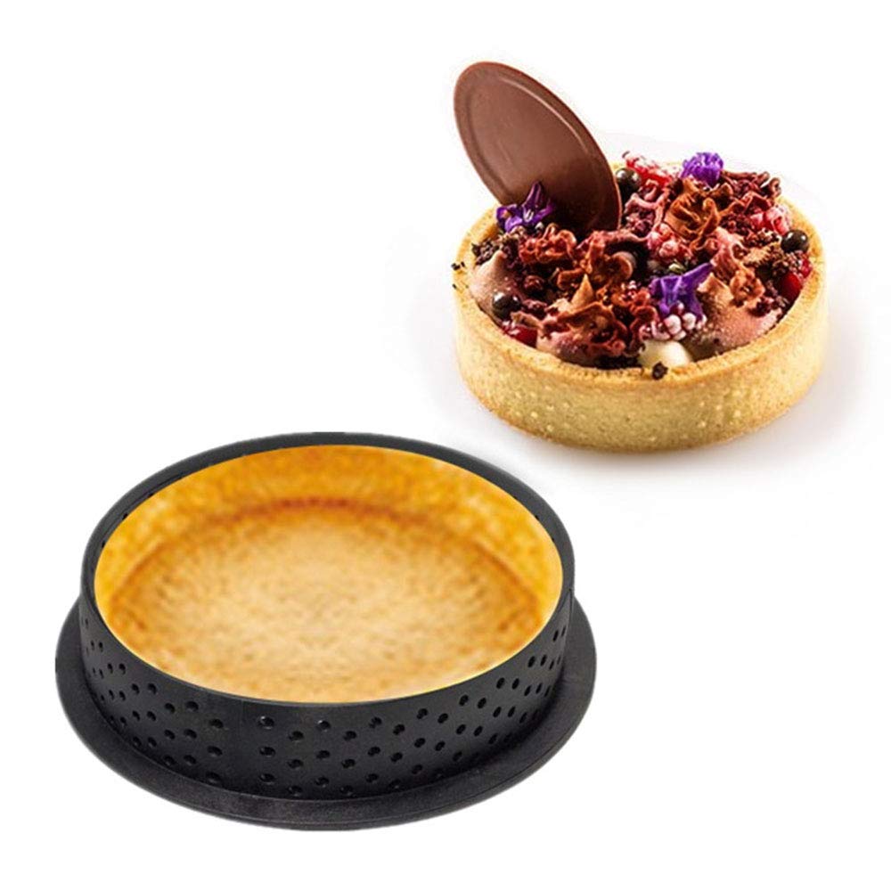 8Pcs Round Cake Ring, 8x8cm Perforated Baking Tart Rings, Plastic Round Cake Cutter Mousse Cake Mold for Making Bread Biscuit - Image 5