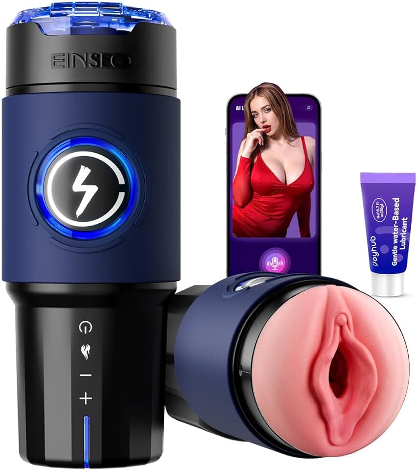 EINSEO Male Masturbator Sex Toys for Men - AI & APP Control Thrusting Male Stroker with 360° Heating, 5-Speed Smooth Motion Adult Men Sex Toy, Silent Brushless Motor, Pocket Pussy Sleeve & Phone Mount Recycled Claim Standard Blended
