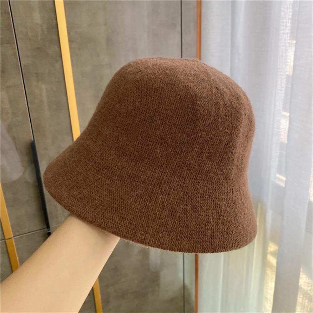 Cappello ， Cappello a Secchiello Panama Cappello a Secchiello da Donna Invernale Caldo Cappello da Ragazza in Feltro di Lana Cappello Hip-Hop in Pelliccia Autunno e Inverno (Color : BCoffee)