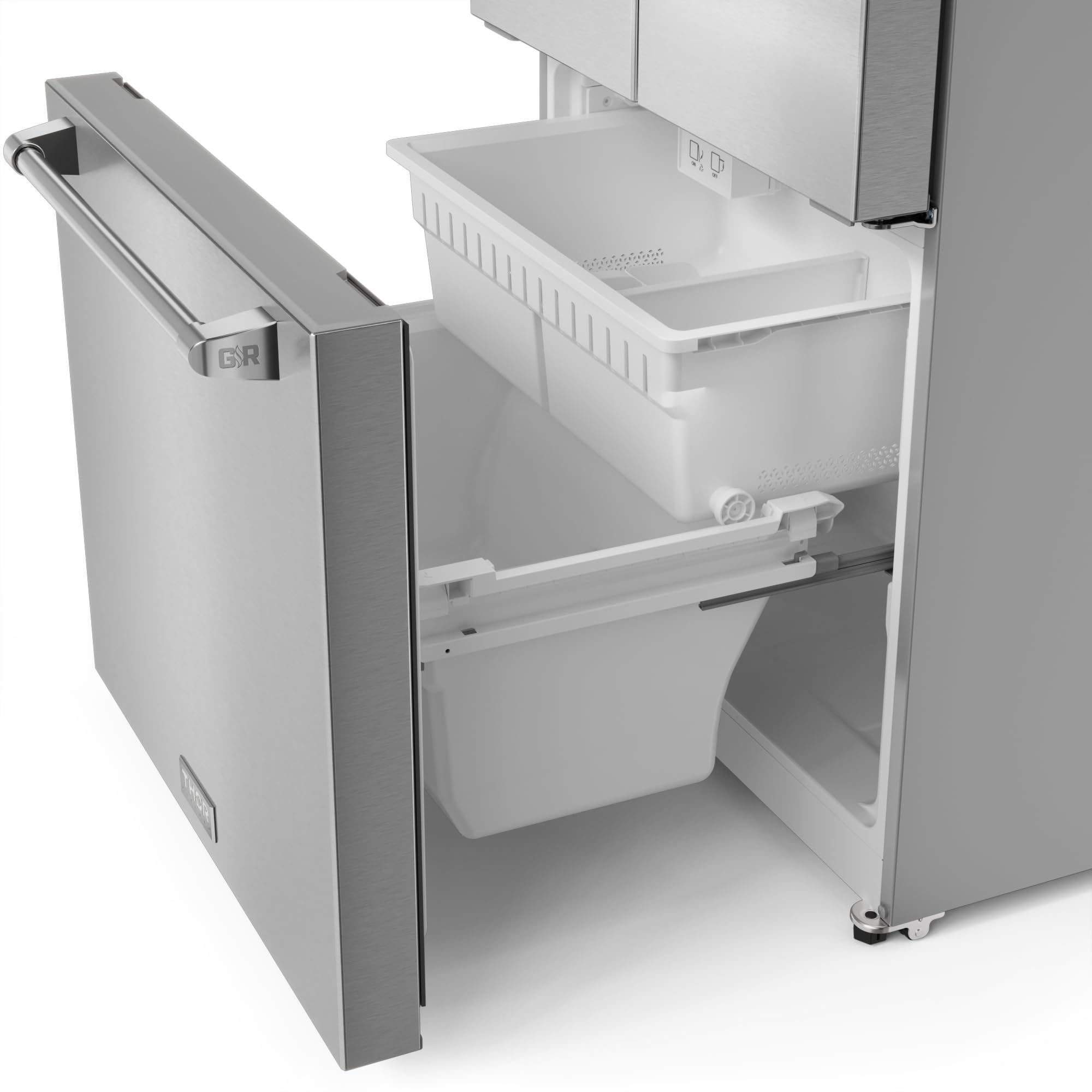 Thor Kitchen Gordon Ramsay 30 Inch 17.7 cu ft French Door Counter Depth Refrigerator with Ice Maker in Stainless Steel on Fridge.com