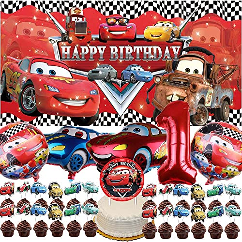 Disney Car 1st Party Supplies McQueen Birthday Decorations One Banner Balloons Boy Backdrop