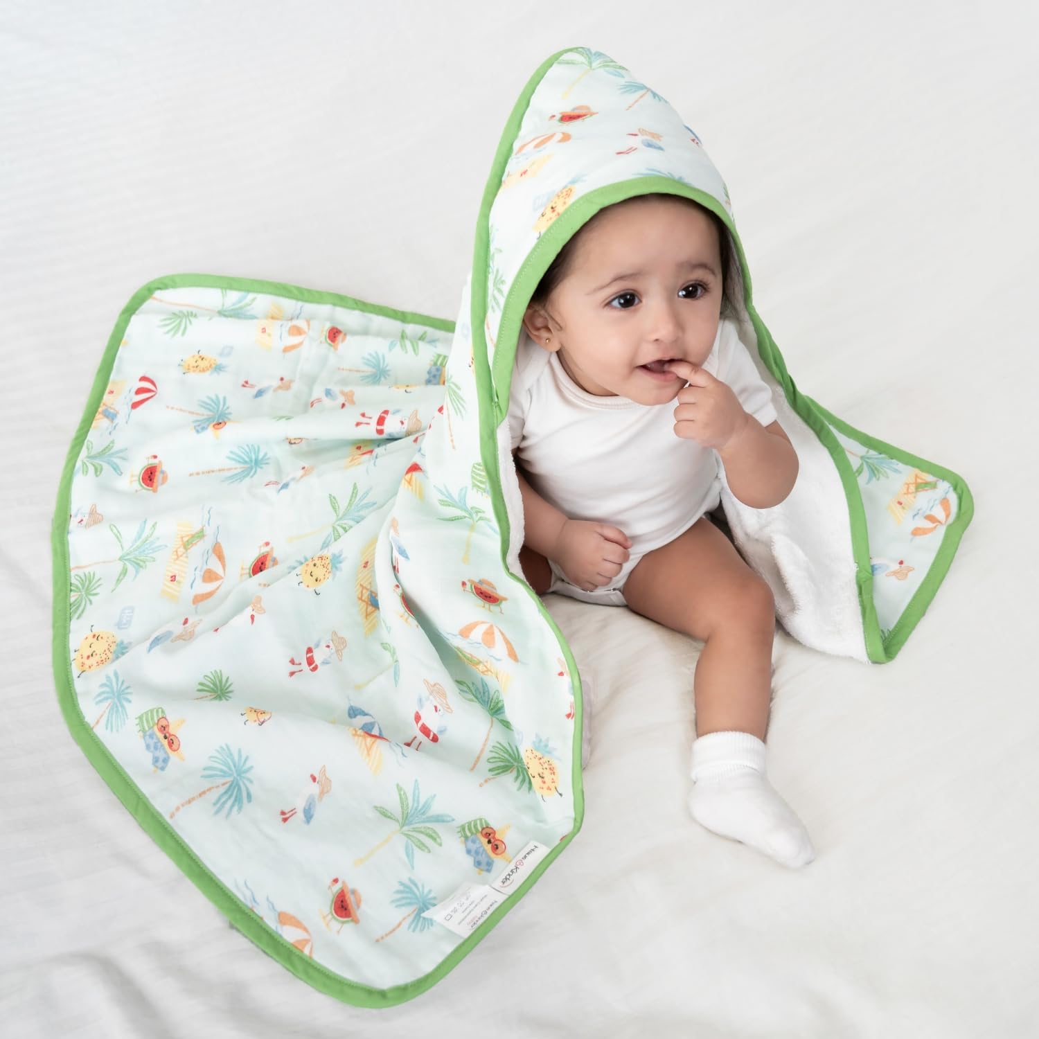 haus & kinder Terry Muslin Hooded Baby Towel (80x80 cm) – Tropical Retreat, Multi, 1 Pc-image-11