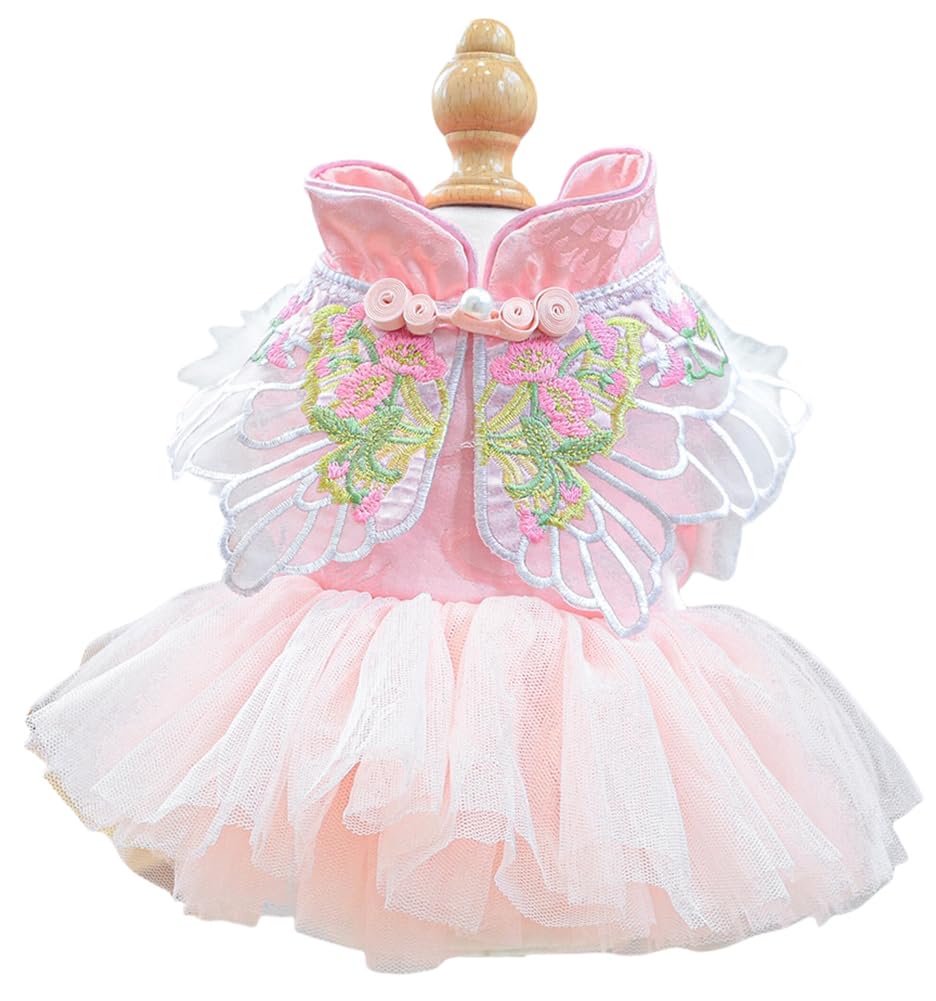 Furbabycare Fashion Sweet Puppy Dog Autumn and Winter Princess Skirt Pet Dog Lace Cake Camisole Tutu Dress C-Pink S