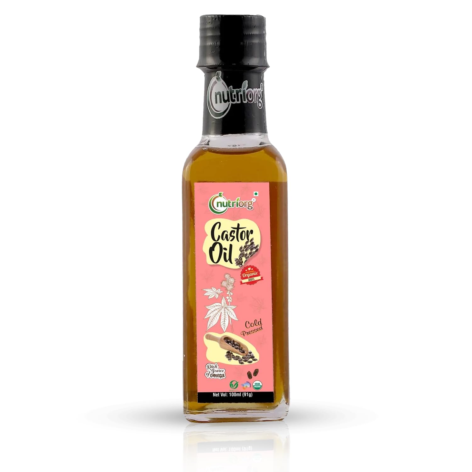 Nutriorg Organic Castor Oil 200 ml (Pack of 2 * 100 Each) | With Deep Nourishing Properties | Can be used for Hair & Skin-picture-29
