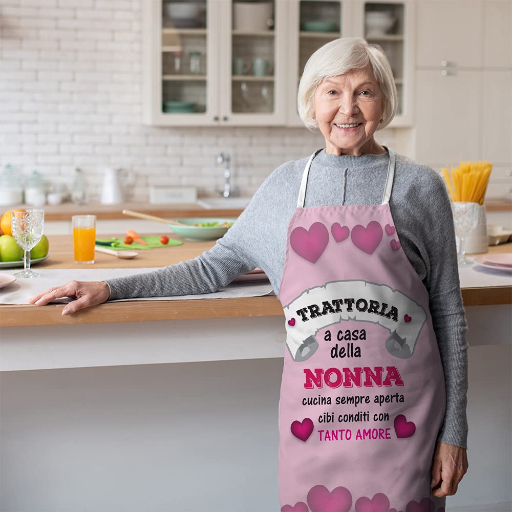 Babloo Grembiule Da Cucina Originale – Idea Regalo Per Festa Dei Nonni Con Scritta Trattoria Della Nonna, Made In Italy