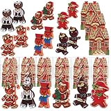 Colingmill 24 juegos de tarjetas de Navidad vintage con adornos de madera de jengibre, adornos de hombre de jengibre, adornos de Navidad a granel para el hogar, cocina, decoración de vacaciones