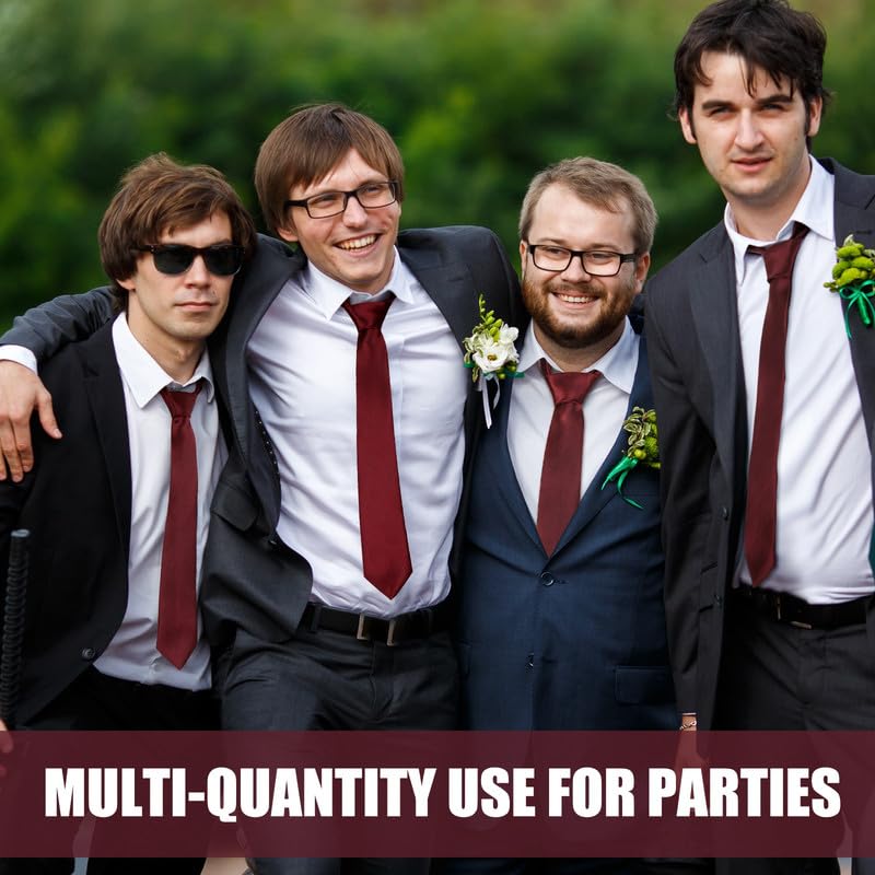 Image of Zhanmai 48 Pcs Men Solid Color Ties and Pocket Square Set Satin Necktie Business Handkerchief for Wedding Party