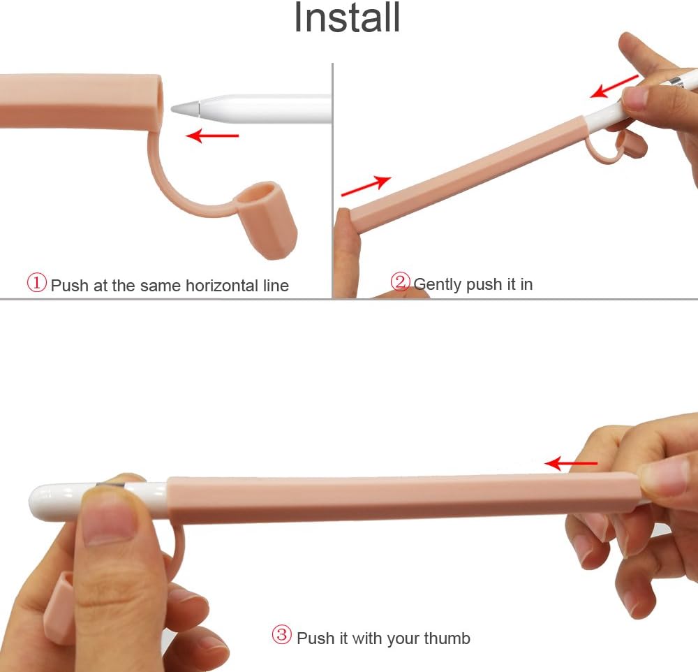Apple Pencil 1st Generation Case Holder TOOVREN Silicon iPad Pro Pen Cover with Stylus Cap Holder and Protective Nib Cover for iPad Air iPad Mini iPad Pro 9.7'' 10.5'' 12.9'' Pencil Pink