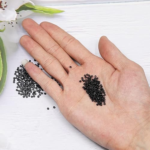 Miniatura 3 de Tamaño 120 - Cuentas de semillas de vidrio para manualidades de 0.079 in, cuentas negras para fabricación de joyas (en total alrededor de 3.53