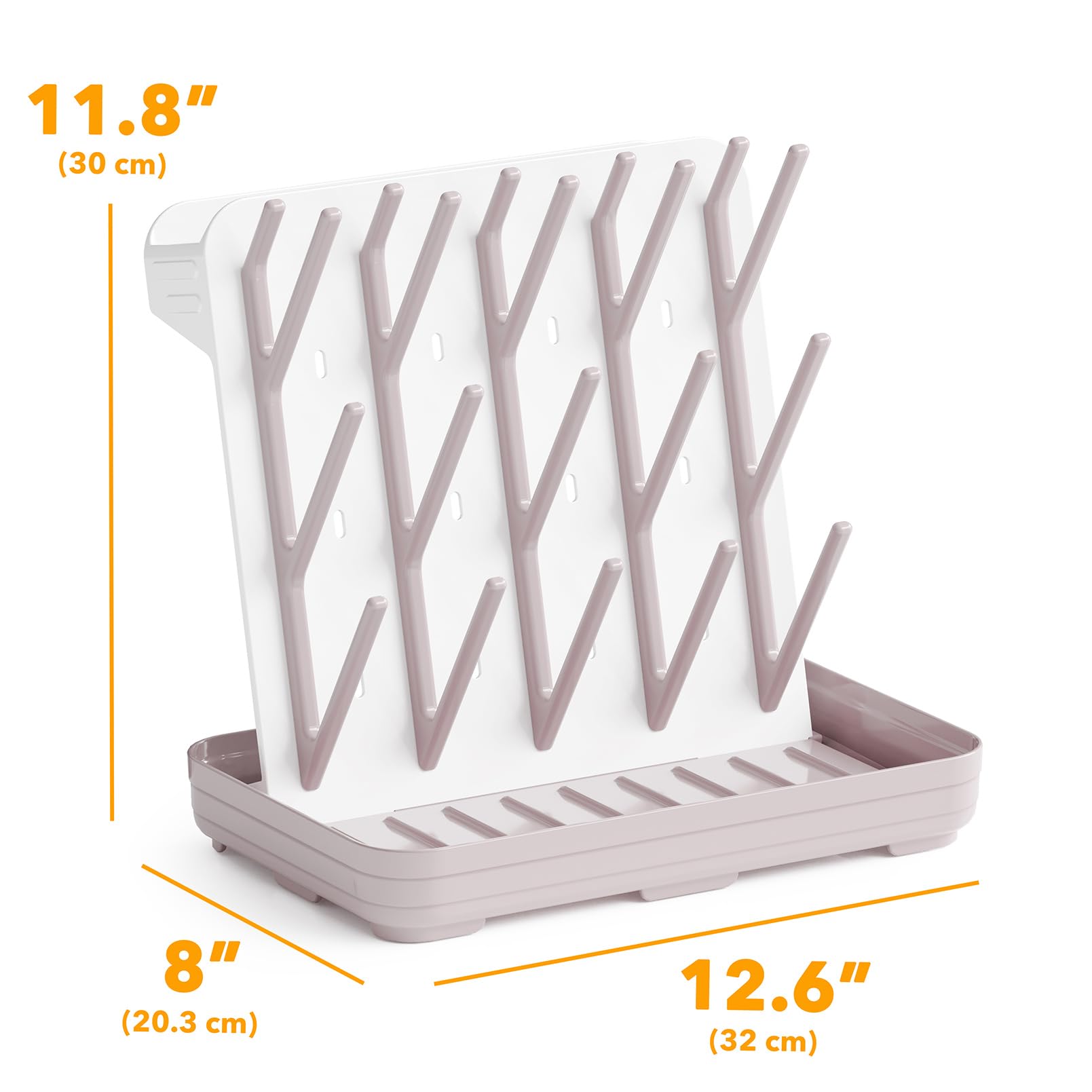 SpaceAid Égouttoir Vertical pour biberons de bébé avec 20 Crochets, économiseur d'espace pour Bouteilles de Cuisine, Organiseur Vertical pour Accessoires de Rangement de comptoir (Blanc et Taupe)