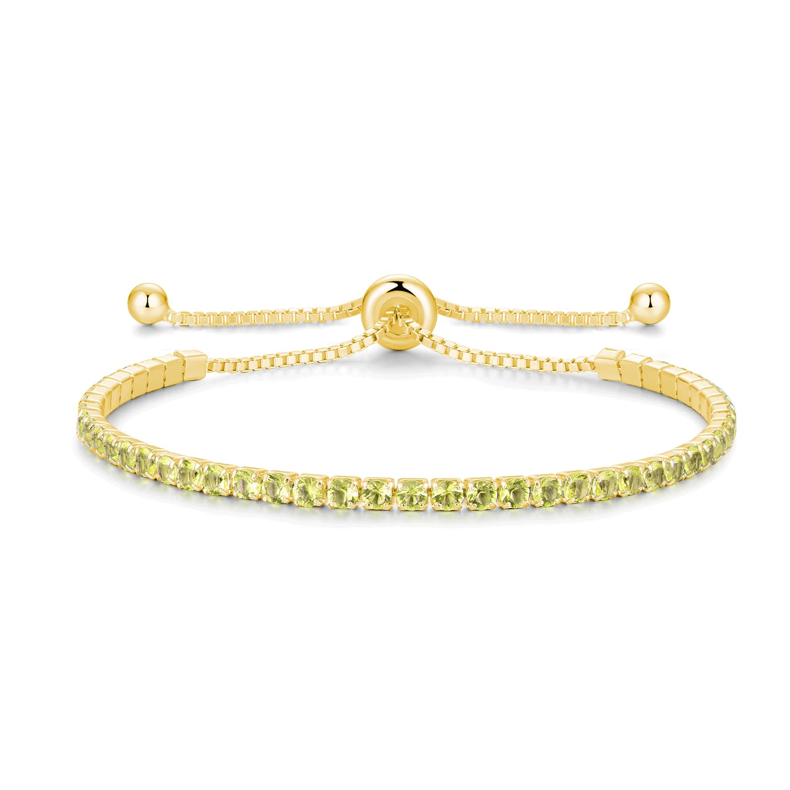 Cranmadia Sterling Silver Birthstone Tennis Bracelets for Women 2.5mm Tennis Bolo Bracelet Fashion Jewelry Birthday Gifts for Women Mom Wife | Adjustable Size 9"