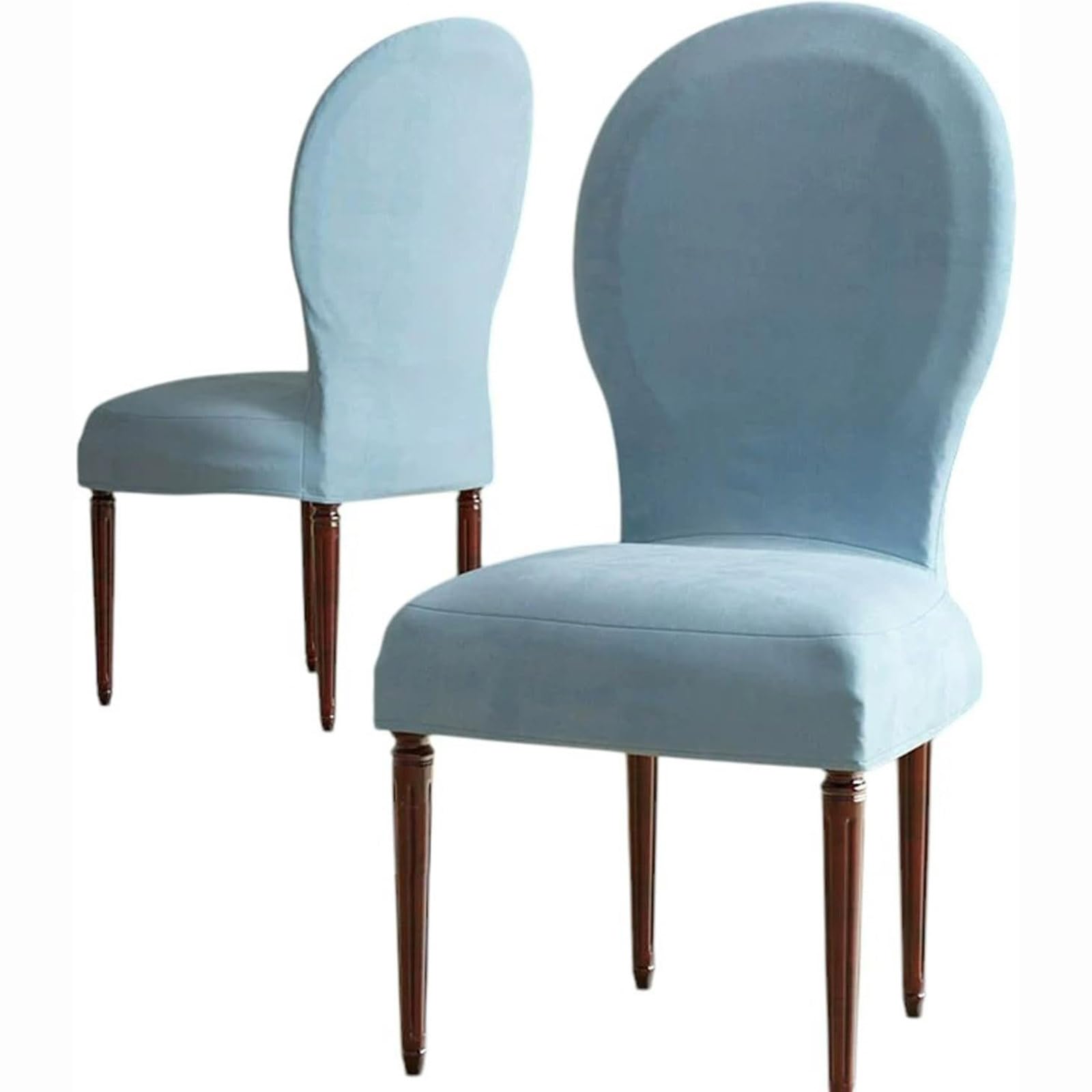 Leomix A Velvet Dining Chairs Slipcovers With Round Back, Dining Room Chairs Covers, Rmless Semi Circle Back Chair Cover For Home Decor Living Room Ceremony,,6Pack