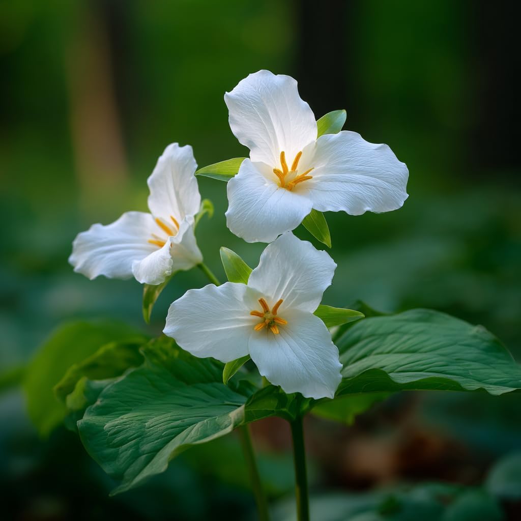 10 White Trillium Bulbs - Large-Flowered Great White Wake-Robin Trillium Roots/Rhizomes - Trillium grandiflorum - (10 Pack)