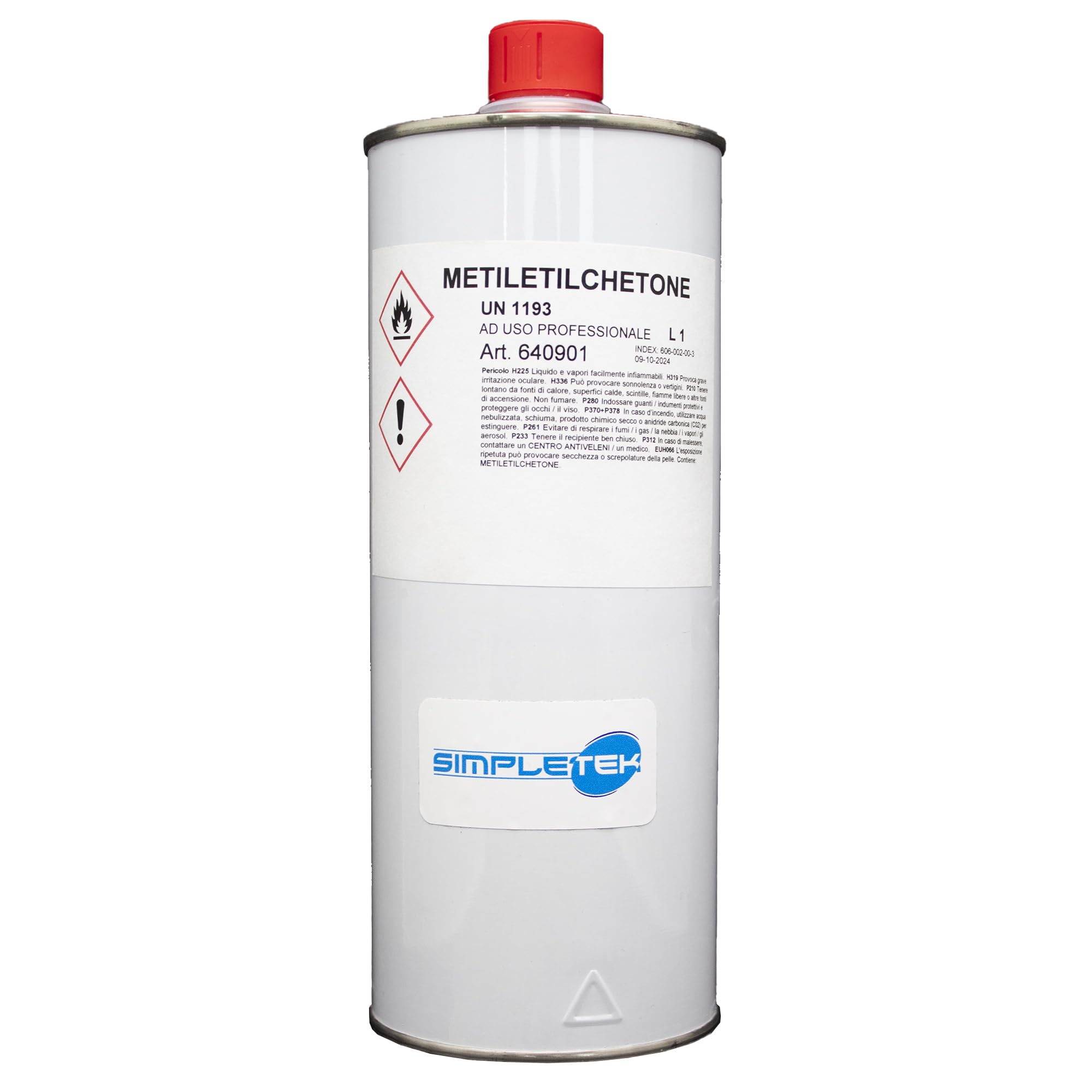 SIMPLETEK - Metiletilchetone (MEK) 1L - Solvente Universale per Gommalacca, Resine, Colofonia, Gomma e Vernici