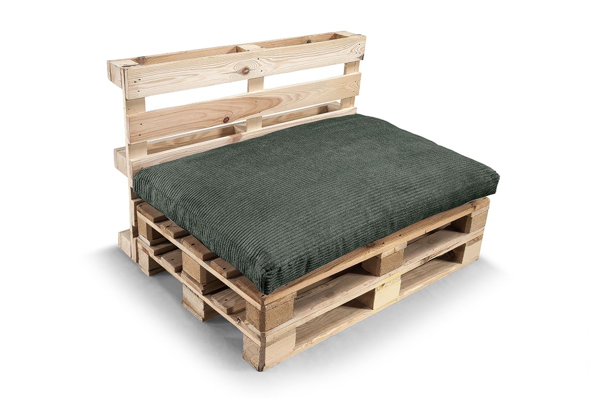 Gutekissen, cuscino per pallet, cuscino per divano da giardino, cuscino per seduta, cuscino per schienale PWL (Cuscino di seduta 120x80, Verde)
