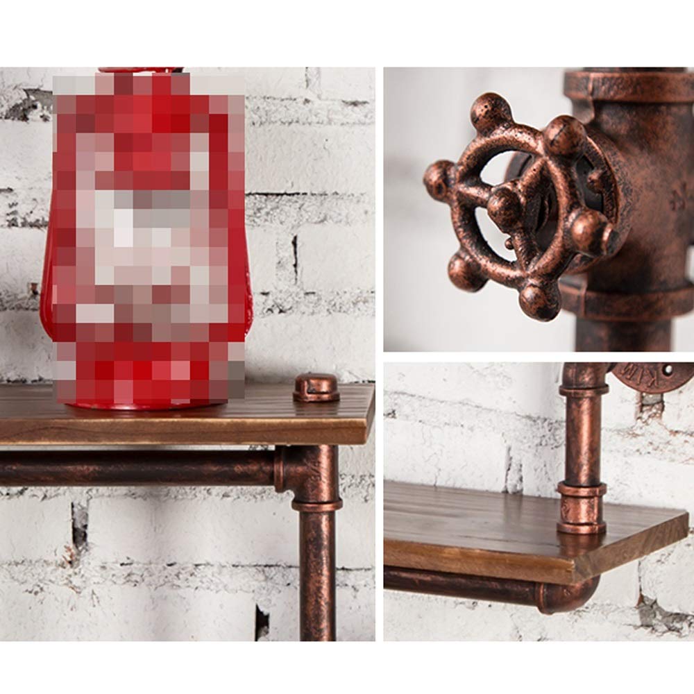 Industrielles Wandregal im Vintage-Stil, schwebend, für Zuhause, Wohnzimmer, Aufbewahrung, antikes Kupfer, Wasserrohr-Regalsystem mit rustikalem Charme