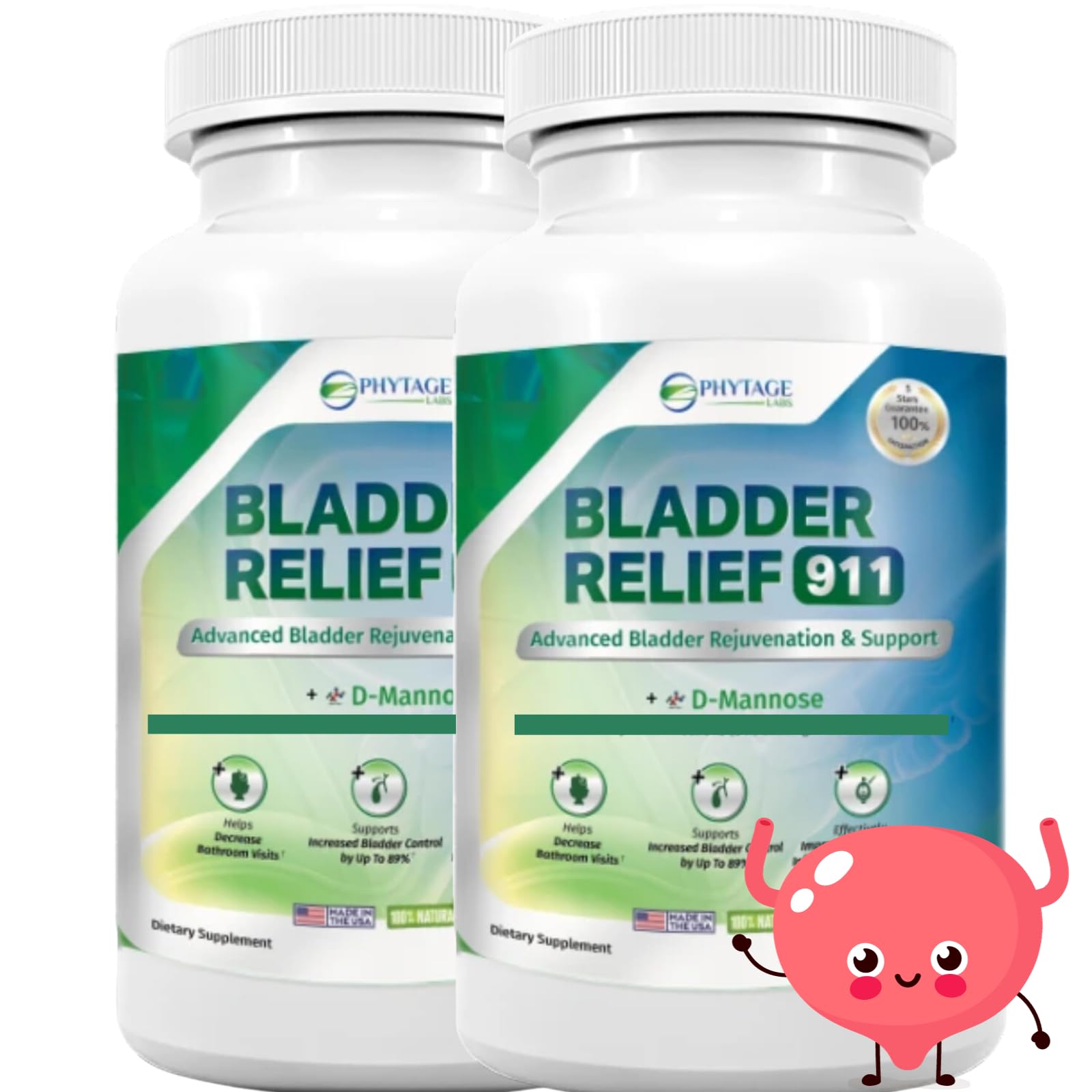 Bladder Relief 911 Detoxifying Strength - for Men and Women Provides Bladder Support, 60 Veggie Capsules - 2 Pack